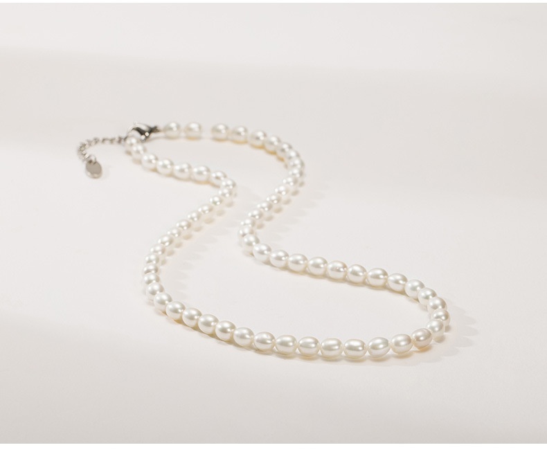 Classic Strand Double Pearl Elegant White Pearl Necklace with Silver Clasp